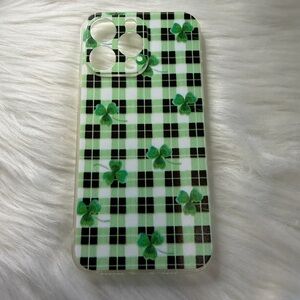 🧡10/$10 IPhone 15 max pro Green Plaid Clover Phone Case